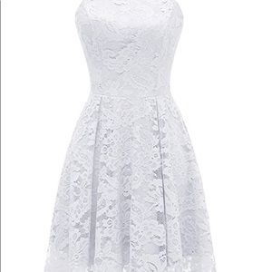 White, High-low, floral lace dress. Size XL